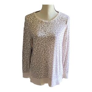 BOBEAU-LIGHT PINK CHEETAH PRINT SWEATER-SIZE SMALL